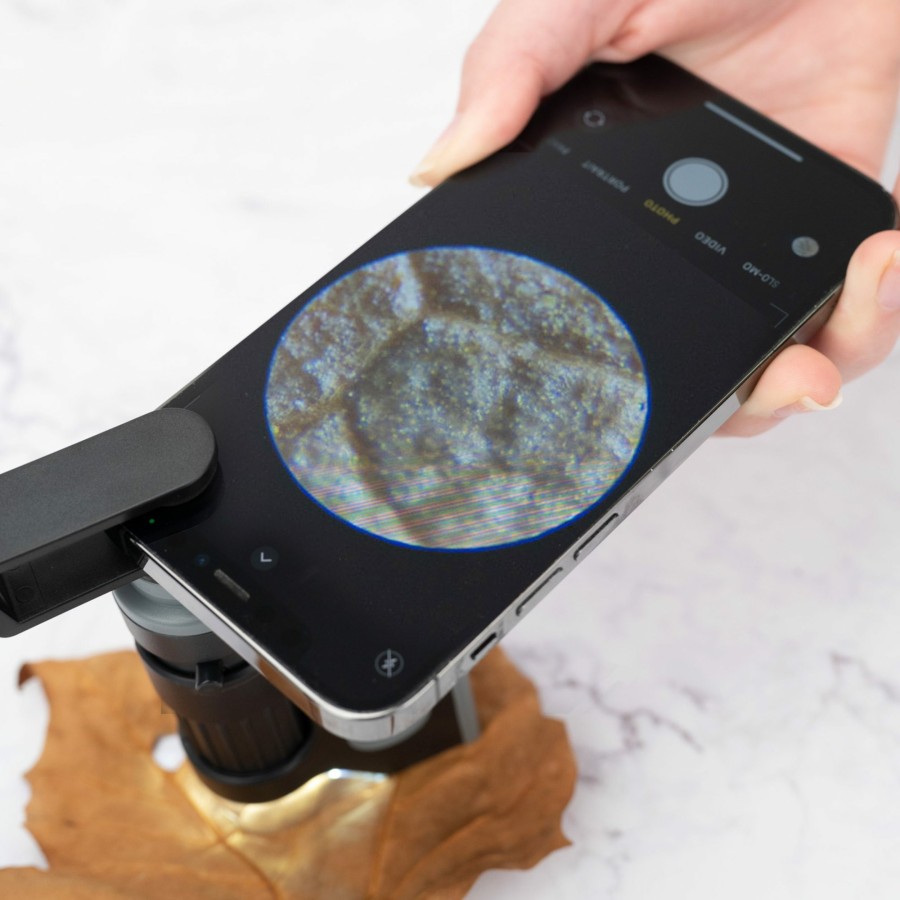 Microscopes Carson | Microbrite Pro Led Lit Zoom Pocket Microscope With Smartphone Adapter Clip