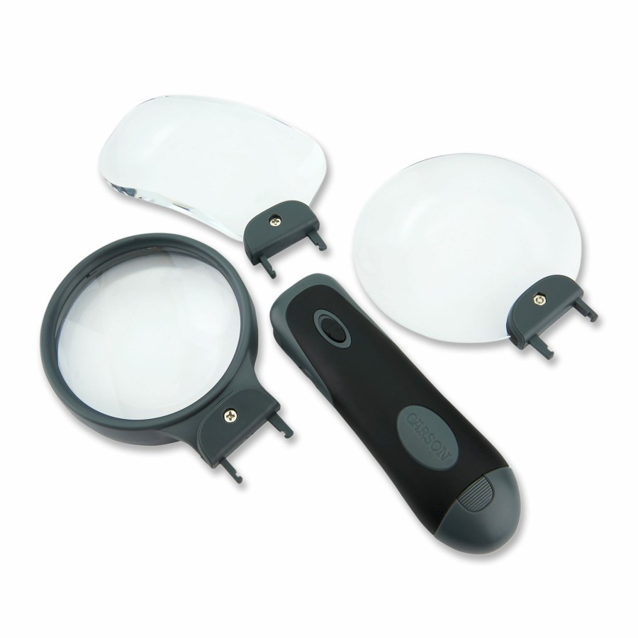 Magnifiers Carson | Remov-A-Lens 2X-3X Power 3-In-1 Led Lit Handheld Magnifying Glass Set