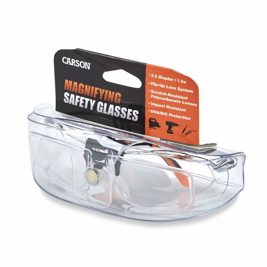 Magnifiers Carson | 1.5X (+2.5 Diopter) Flip Up Protective Magnifying Safety Glasses