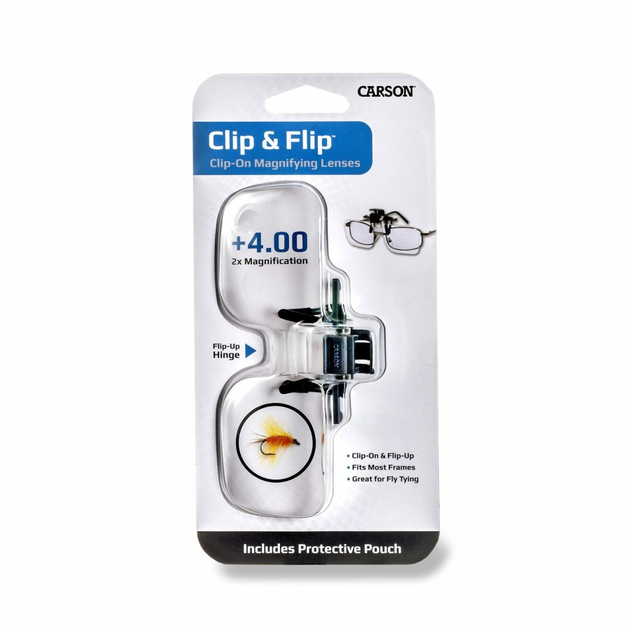 Magnifiers Carson | Clip And Flip +4.00 Diopters 2X Power, Clip-On Wearable Magnifier