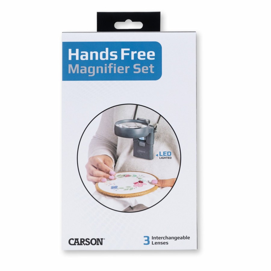 Magnifiers Carson | 3-In-1 Led Hands-Free Hobby Magnifier Set With Interchangable Lenses