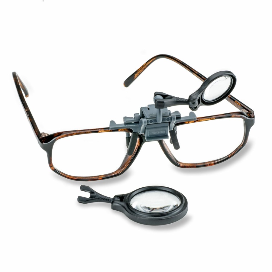 Magnifiers Carson | Oculens 5X30Mm And 8X20Mm Hands Free Clip-On Eyeglass Magnifier Set