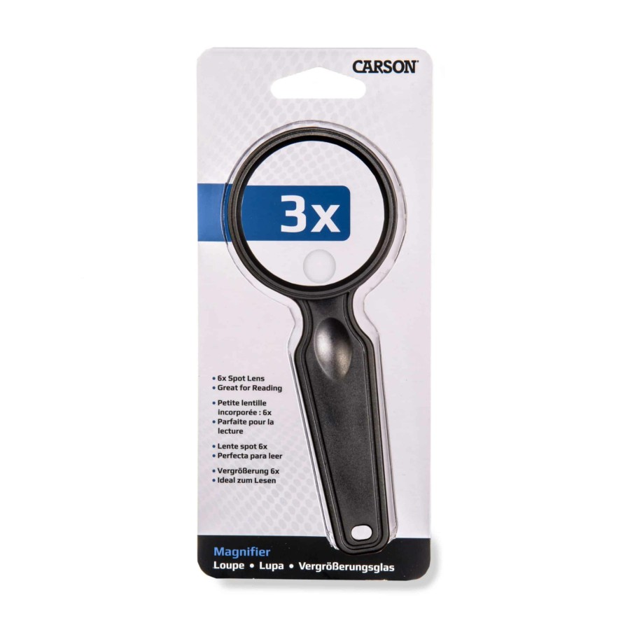 Magnifiers Carson | 3X Magnification Handheld Magnifying Glass With 6X Spot Lens