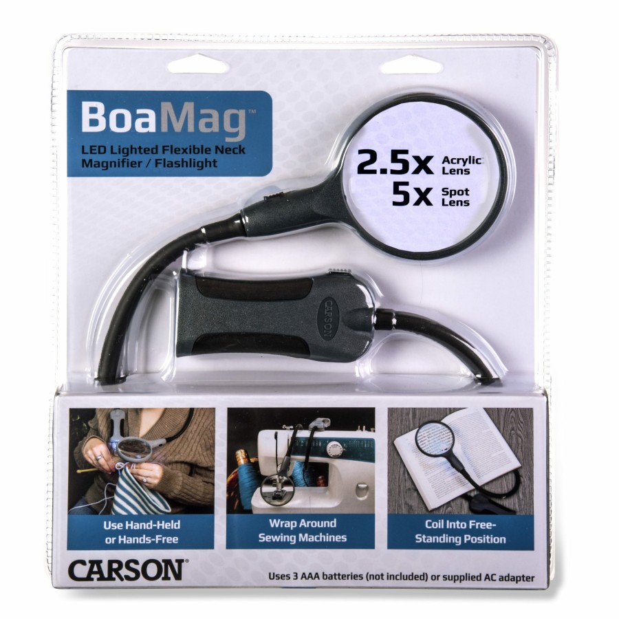 Magnifiers Carson | Boamag 2.5X Power 90Mm Led Lit Gooseneck Magnifier And Flashlight